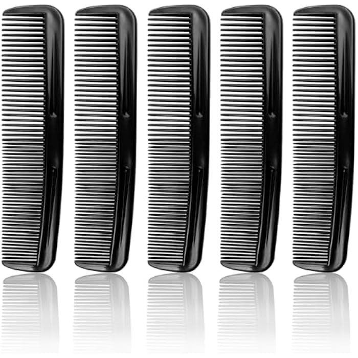 Zoolinn Black Pocket Comb Set - 5PCS, Sturdy Comb with Round Teeth for Men’s Beard, Mustache, and Hair Grooming, Travel-Friendly, Exquisite Gifts - Image 1